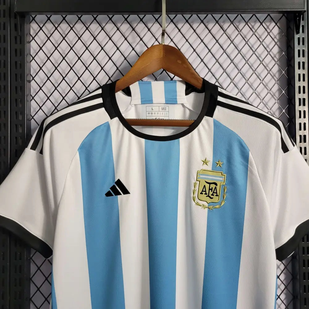 Argentina 2022 "World Cup" Home Jersey - Side angle showing authentic Argentina kit design