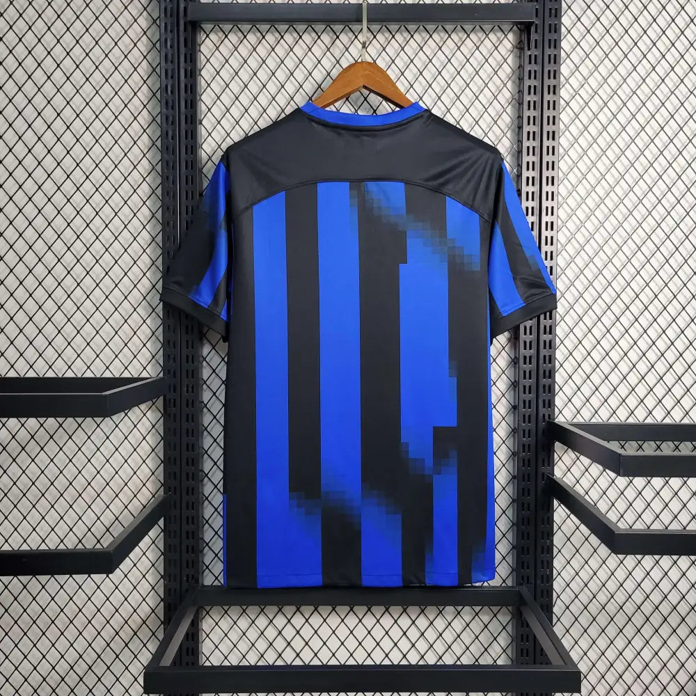Inter Milan 23/24 Home Jersey - Close-up of Inter Milan crest and jersey details
