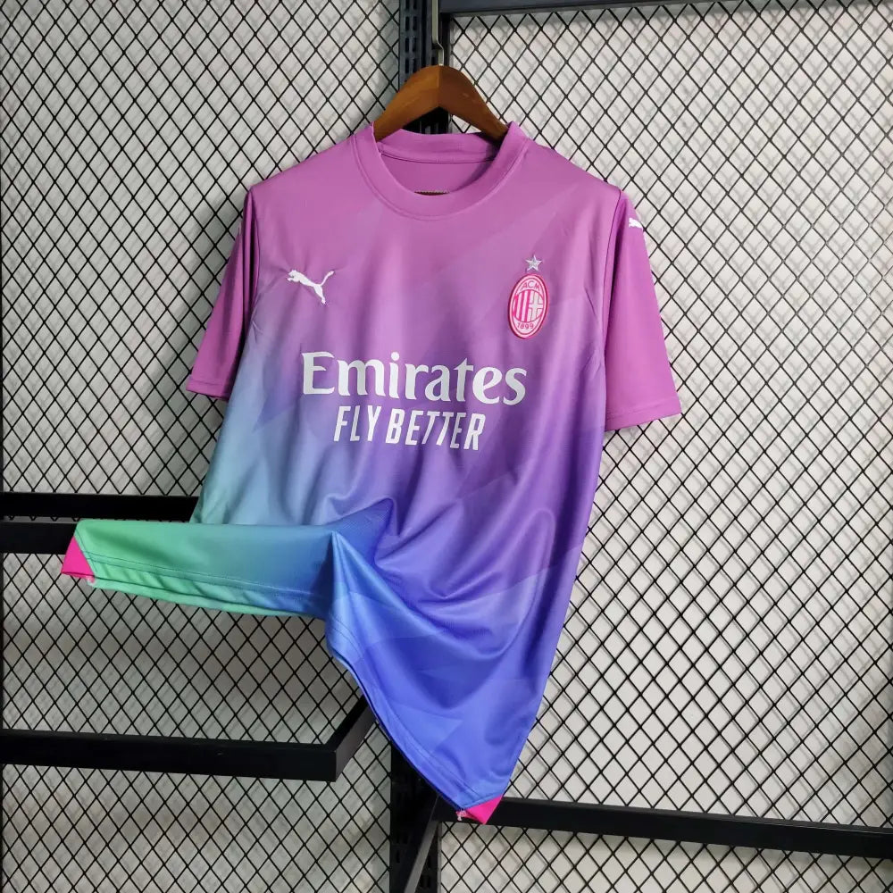 AC Milan 23/24 Third Jersey - Close-up of AC Milan crest and jersey details