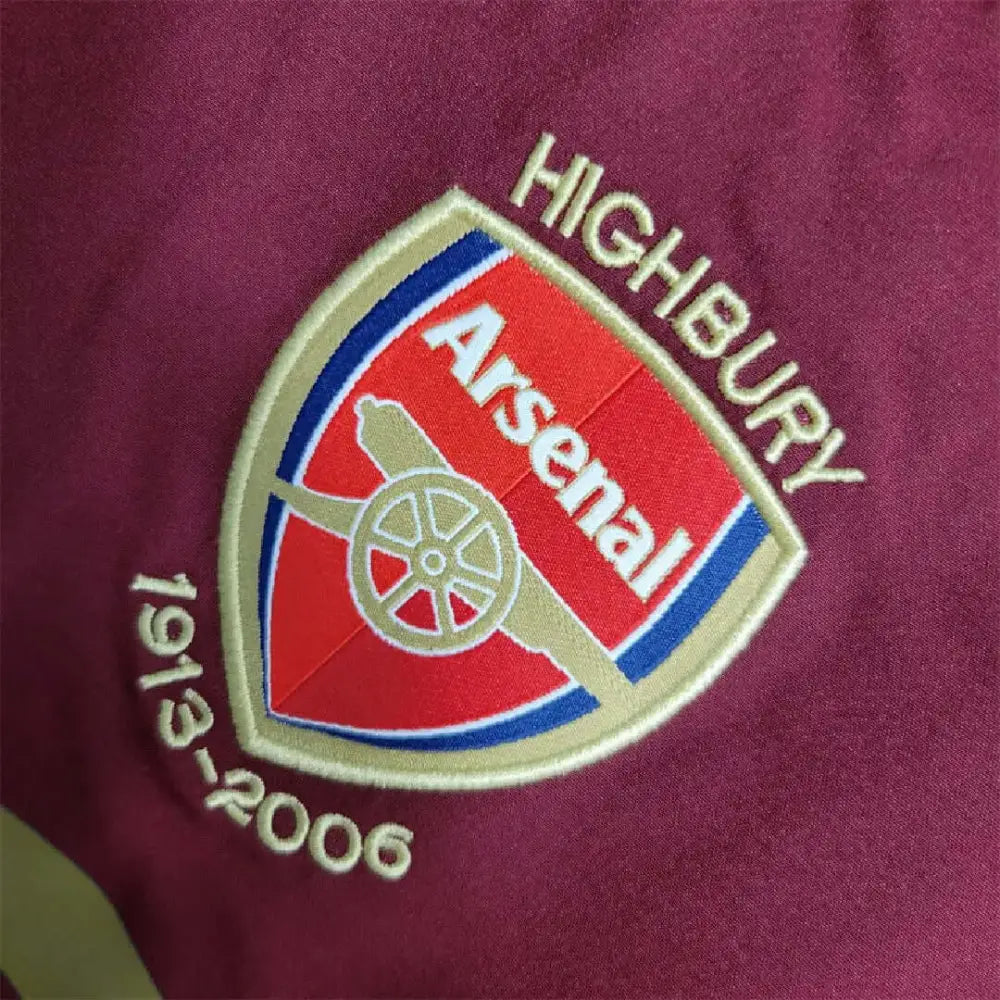 Arsenal 05/06 Vintage Home Jersey - Thierry Henry Era Kit | Premier League Retro - Close-up of Arsenal crest and jersey details
