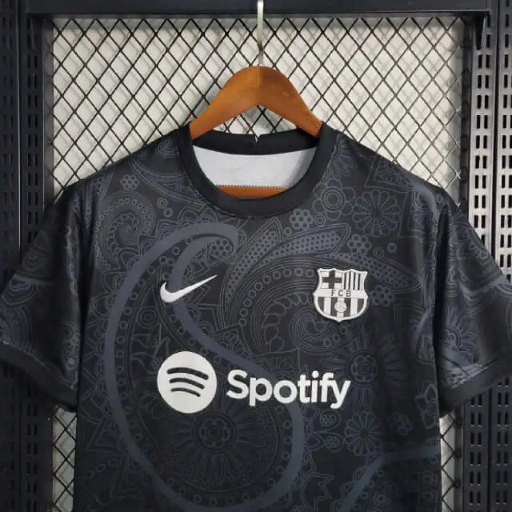 Barcelona 23/24 Concept "Black" Jersey - Side angle showing authentic Barcelona kit design