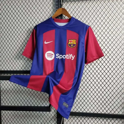 Barcelona 23/24 Home Jersey - Close-up of Barcelona crest and jersey details