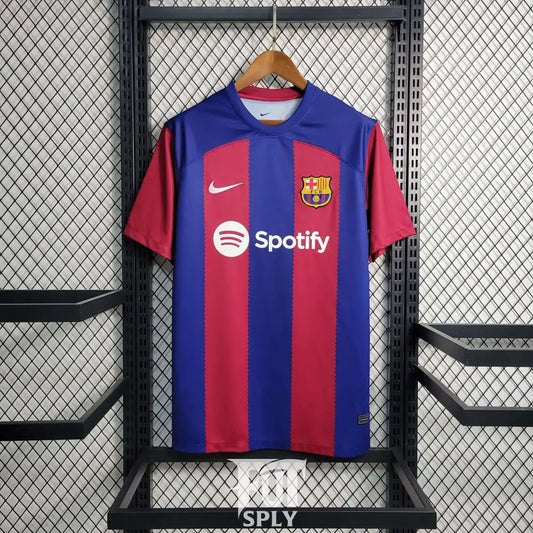 Barcelona 23/24 Home Jersey - Front view of authentic Barcelona football jersey