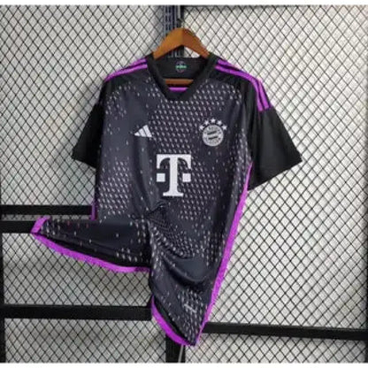 Bayern Munich 23/24 Away Jersey - Close-up of Bayern crest and jersey details