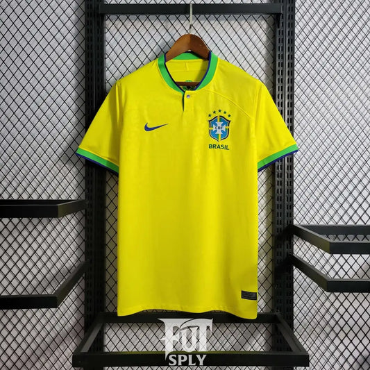 Brazil 2022 "World Cup" Home Jersey - Front view of authentic Brazil football jersey