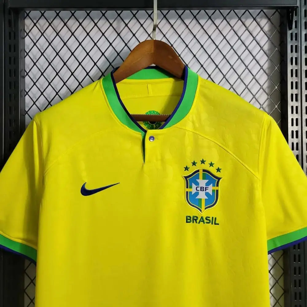 Brazil 2022 "World Cup" Home Jersey - Full jersey display 