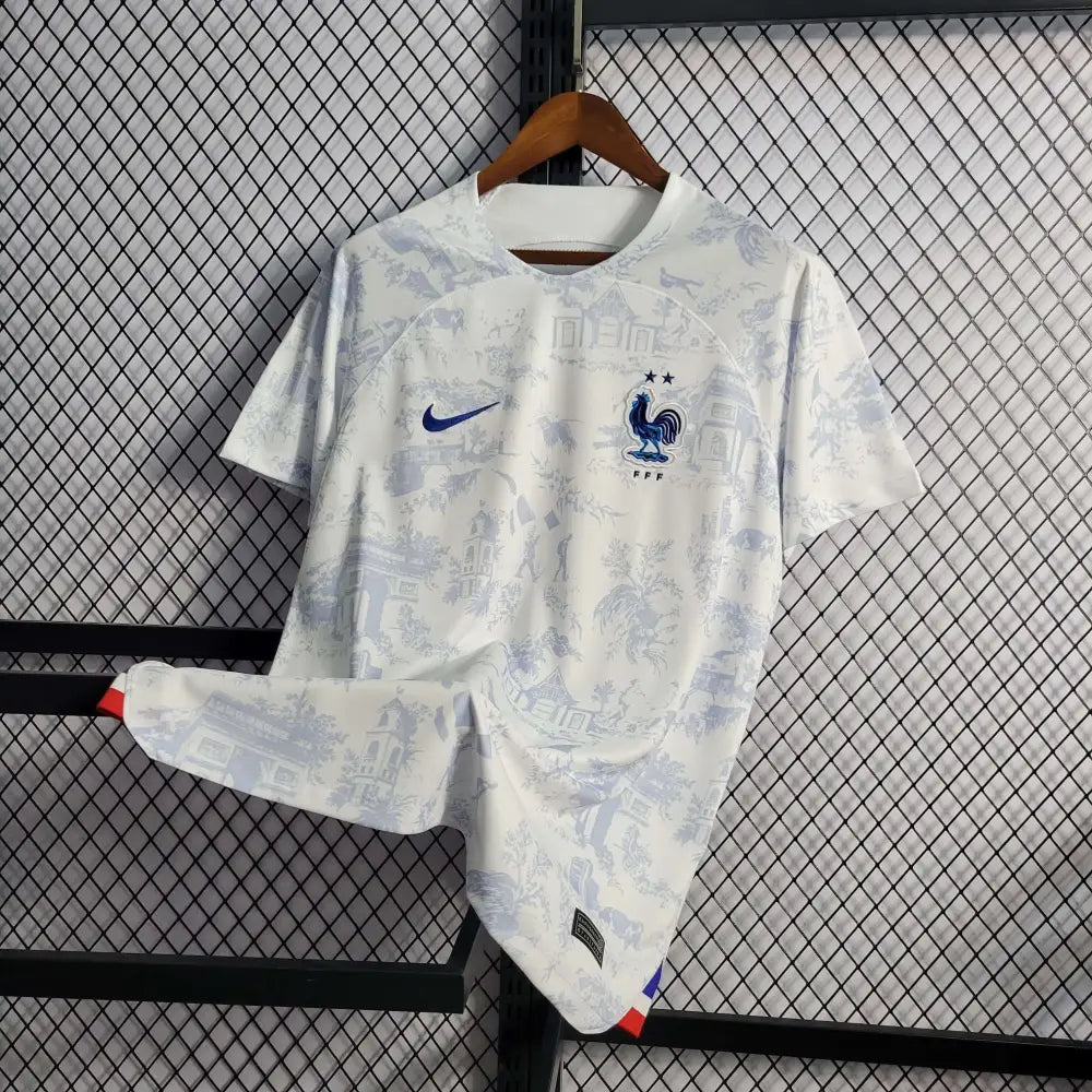 France 2022 FIFA "World Cup" Away Jersey - Close-up of France crest and jersey details