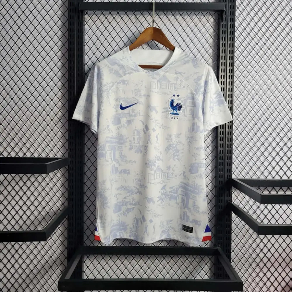 France 2022 FIFA "World Cup" Away Jersey - Side angle showing authentic France kit design