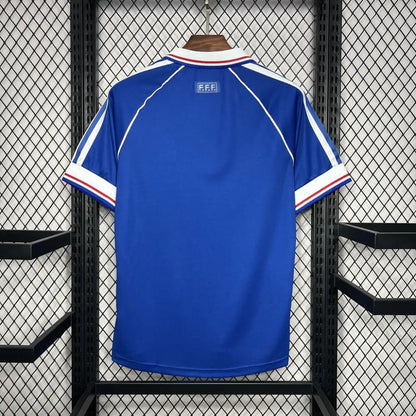 France 98 Retro Shirt - Close-up of France crest and jersey details