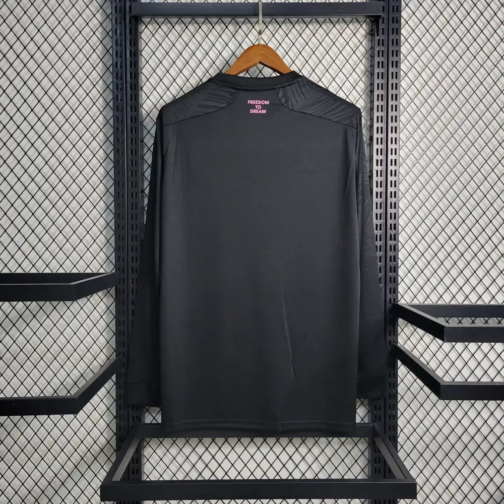 Inter Miami 22/23 Away Black Long Sleeve Jersey - Messi Team Kit | MLS Soccer Shirt - Back view showing player name and number area