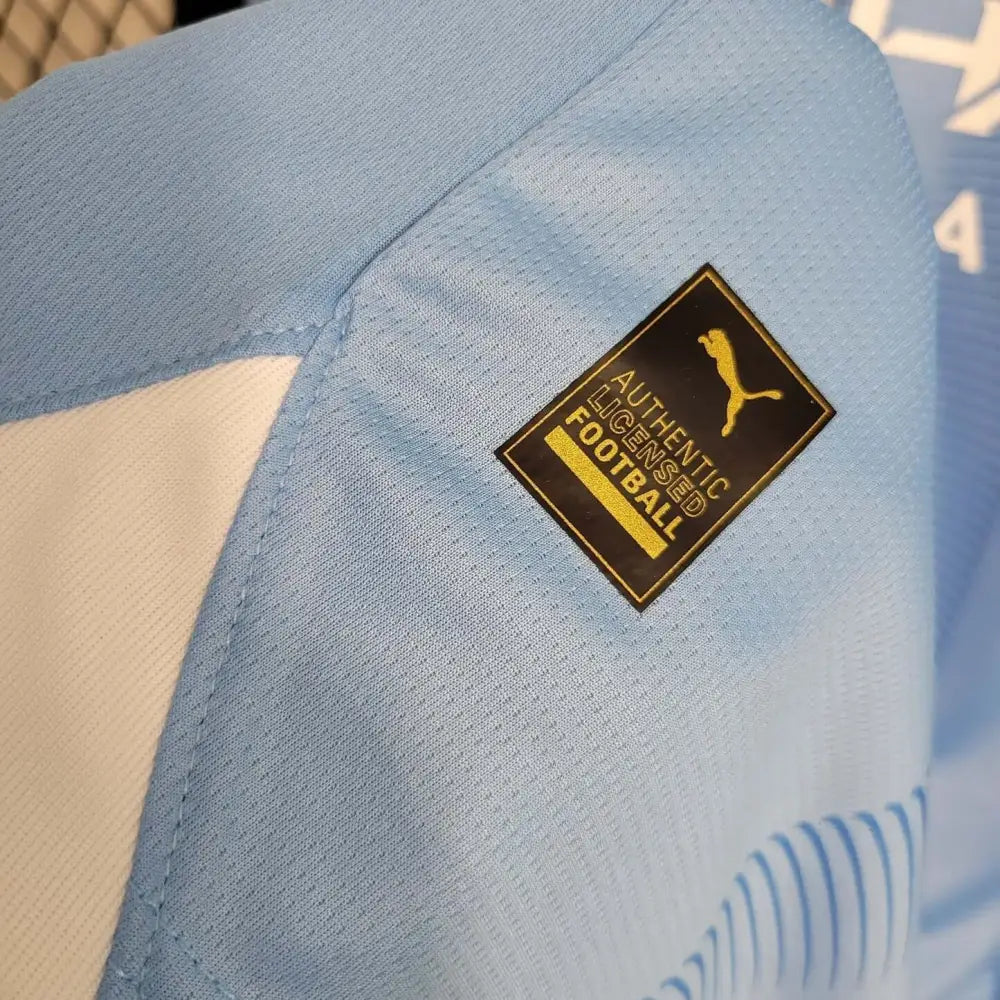Manchester City 23/24 Home Long Sleeve Jersey - Authentic Citizens Kit | Premier League Champions - Full jersey display from 23/24 season
