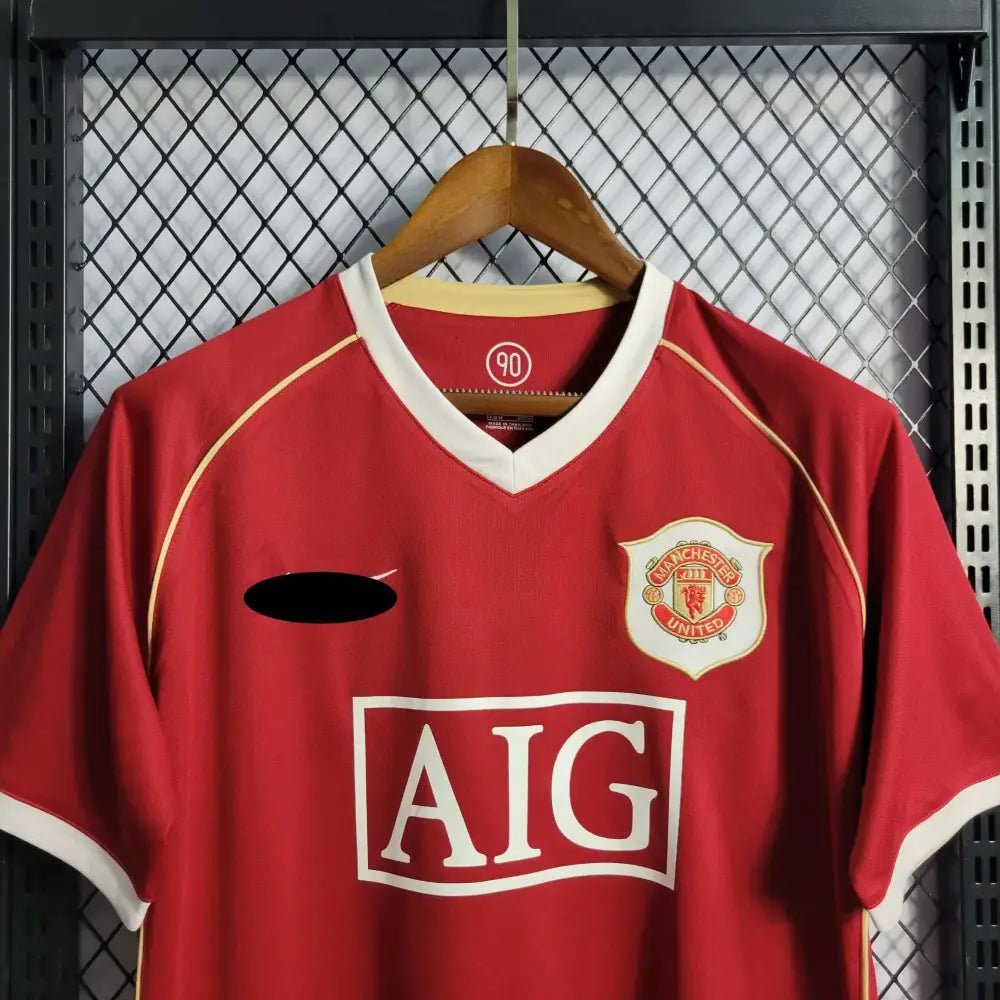 Manchester United 2006/07 Vintage Home Jersey - Side angle showing authentic Manchester United kit design