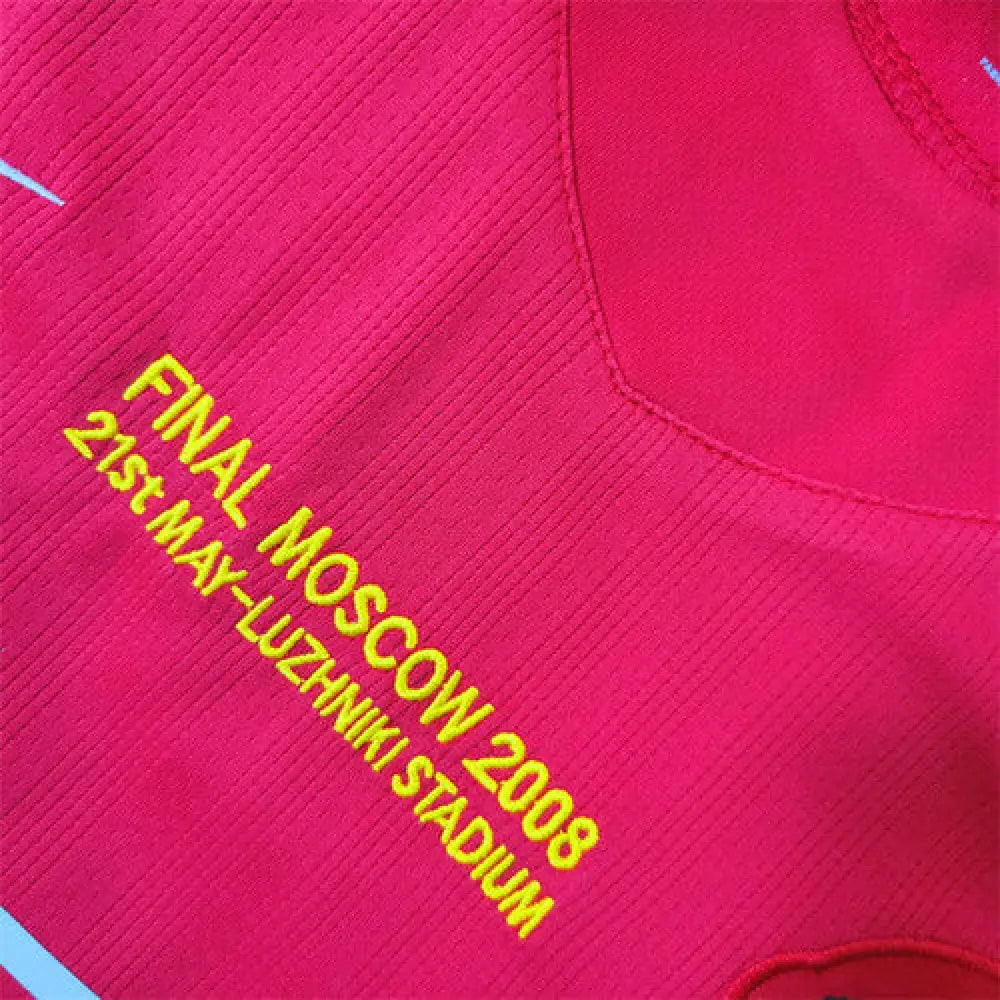 Manchester United 2008 "UCL Final" Vintage Home Jersey - Close-up of Manchester United crest and jersey details