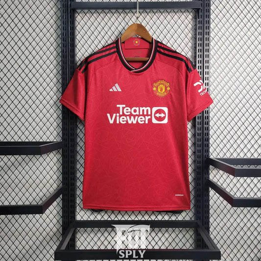 Manchester United 23/24 Home Jersey - Front view of authentic Manchester United football jersey