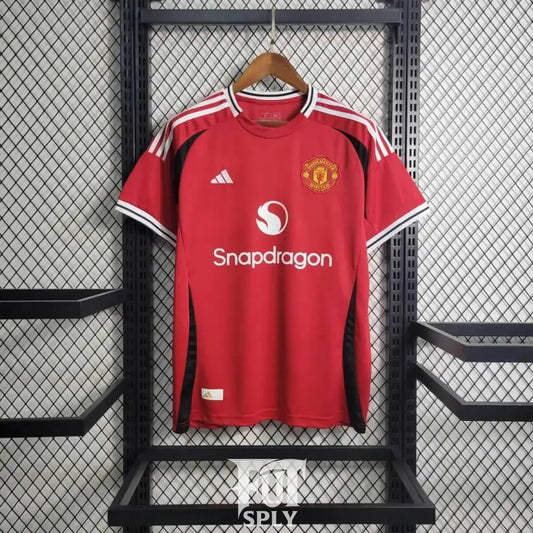 Manchester United 24/25 Home Jersey - Front view of authentic Manchester United football jersey