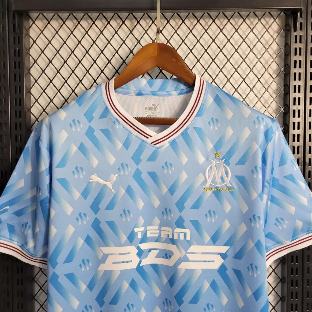 Marseille 23/24 Special "Blue" Jersey - Side angle showing authentic FUTBOLSPLY kit design