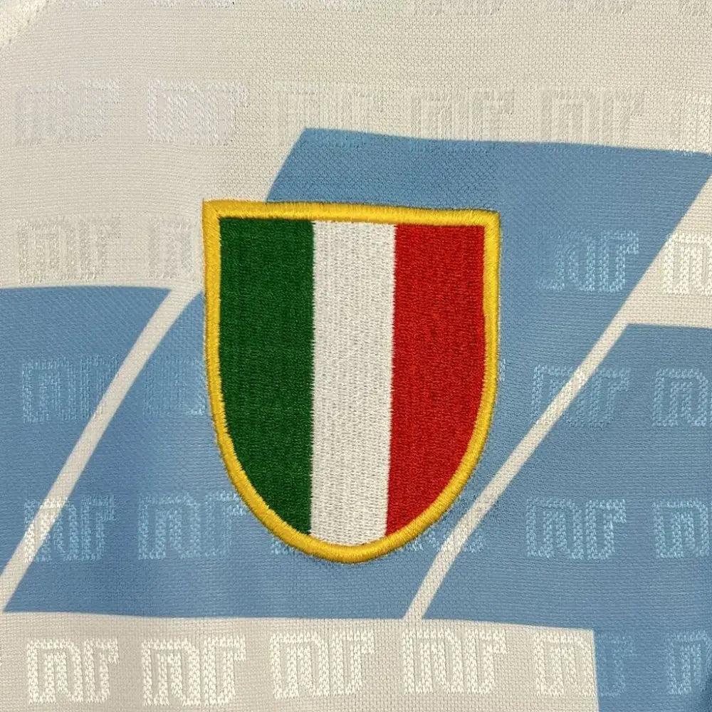 Napoli 90/91 Retro Shirt - Close-up of FUTBOLSPLY crest and jersey details