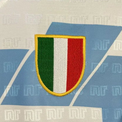 Napoli 90/91 Retro Shirt - Close-up of FUTBOLSPLY crest and jersey details