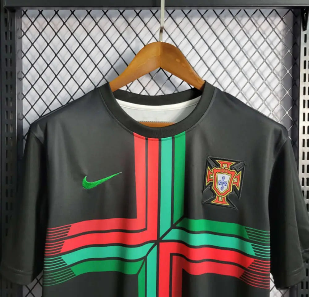 Portugal 2018 "World Cup" Pre-Match Training Jersey - Close-up of Portugal crest and jersey details