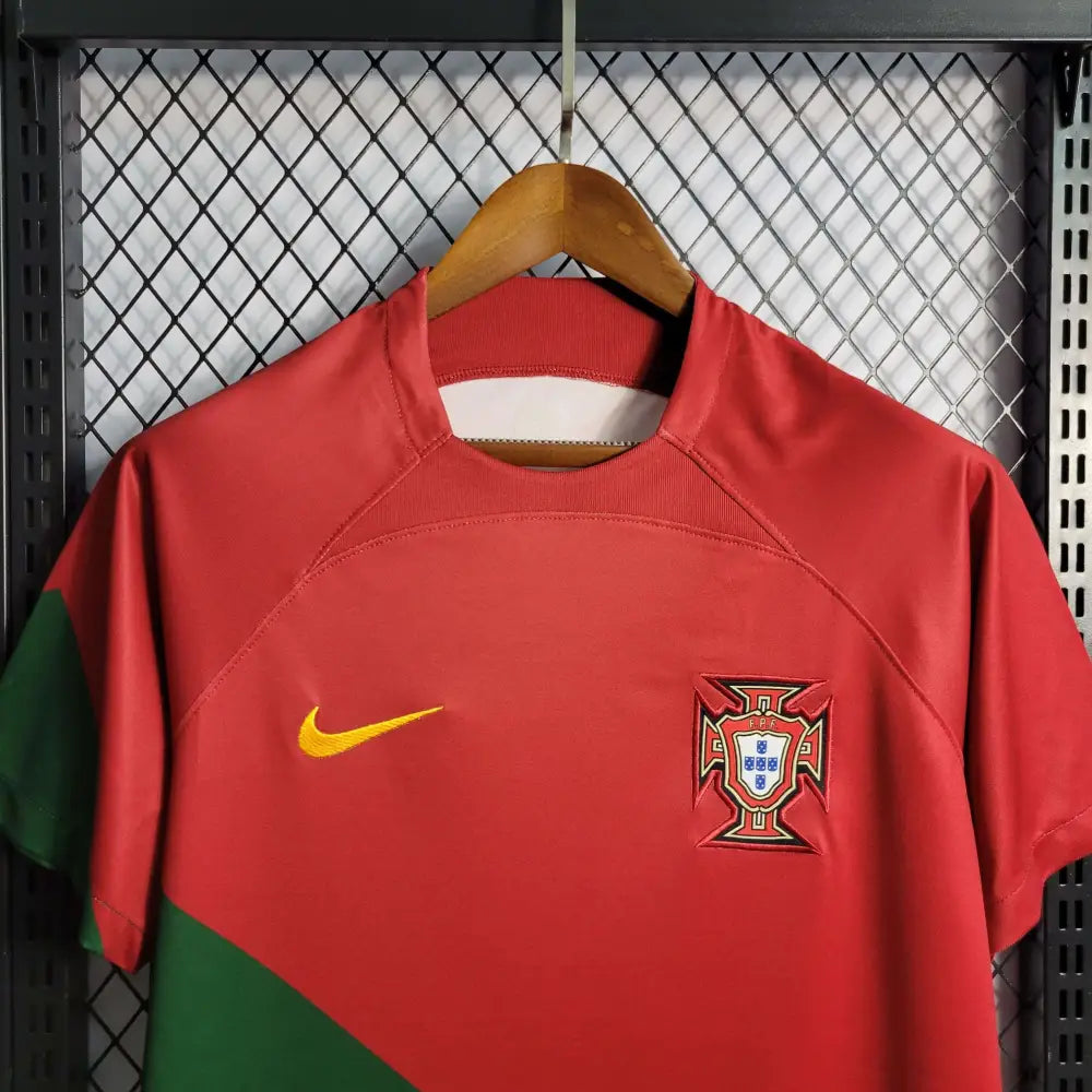 Portugal 2022 "World Cup" Home Jersey - Close-up of Portugal crest and jersey details