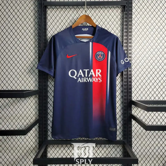 PSG 23/24 Home Jersey - Front view of authentic PSG football jersey