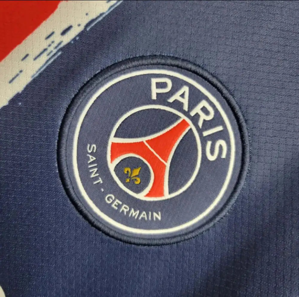 PSG 24/25 Home Jersey - Close-up of PSG crest and jersey details