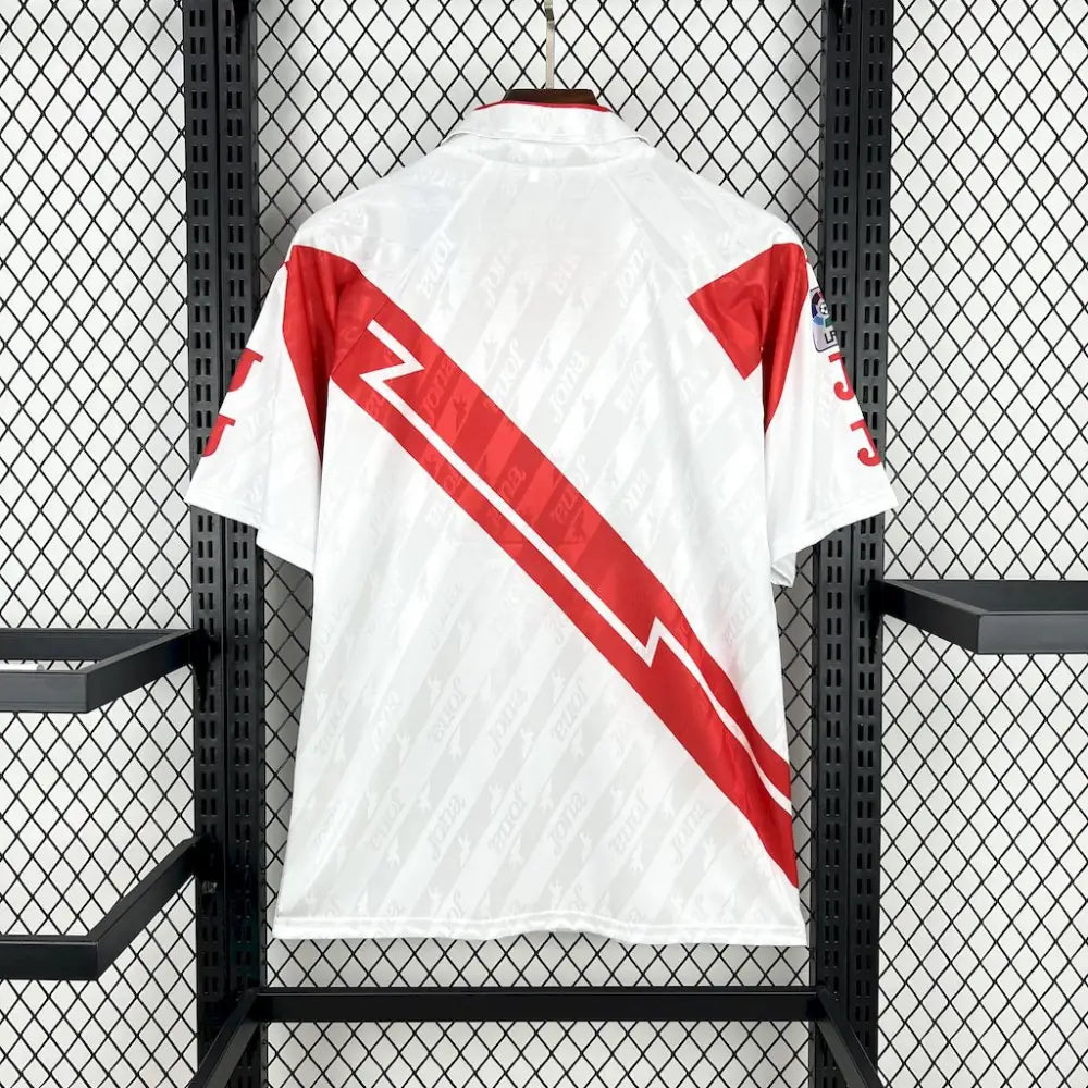 Rayo Vallecano 94/95 Retro Shirt - Side angle showing authentic FUTBOLSPLY kit design