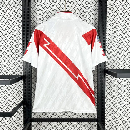 Rayo Vallecano 94/95 Retro Shirt - Side angle showing authentic FUTBOLSPLY kit design